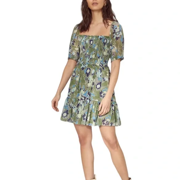 Wilfred Laken Short Sleeve Mini Dress in Sage Frost/Blues Sz M - Picture 5 of 16